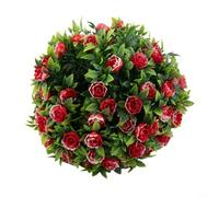 Crabop Bolas artificiales de rosas y flores, adornos colgantes de topiario sintético con protección UV con cadena y gancho para decoración de bodas al aire libre (G 25 cm)