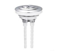 Crabop Botón de descarga de inodoro de cabeza redonda, sistema de doble descarga de 100 mm, varilla cromada, ABS, válvula de drenaje de repuesto, oro (plata)