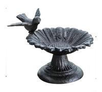Crabop Comedero vintage de hierro fundido para pájaros de pavo real con alas extendidas, diseño para jardín o patio, elegante decoración al aire libre, marrón (D)