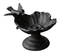 Crabop Comedero vintage para pájaros de pavo real de hierro fundido con alas extendidas, diseño para jardín o patio, elegante decoración al aire libre, marrón (B)