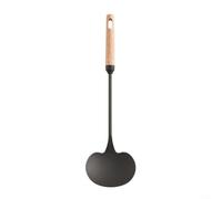 Crabop Espátula de hierro con mango de madera, pala wok de 31,5 cm para freír, hongo resistente al óxido para volteador para cocinar salsas y servir (L)
