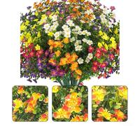 Crabop Flores artificiales resistentes a los rayos UV, paquete de 12 unidades, flores falsas hiperrealistas para todo tipo de clima al aire libre, césped, patio y decoración de cementerio, mezcla
