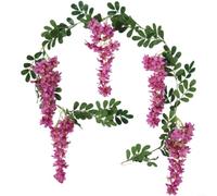 Crabop Guirnalda de flores artificiales de jazmín de 1,8 m para decoración de bodas, hogar, jardín, hebra floral colgante realista (rojo rosa)