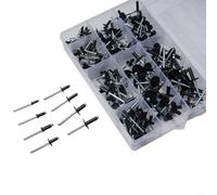 Crabop Juego de 200 remaches ciegos de aluminio negro, brida estándar y grande de 8 a 18 mm, remaches negros de cabeza de cúpula de aluminio