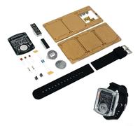 Crabop Kit de bricolaje de reloj LED con pantalla roja de 0.27 pulgadas, hora dual y apagado automático, tablero de práctica de soldadura para aficionados al aprendizaje de electrónica, azul (negro)