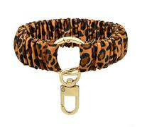 Crabop Llavero multifuncional con cordón de muñeca, soporte de aleación de zinc para llaves, elegante accesorio portátil para viajes diarios y uso al aire libre (estampado de leopardo marrón)