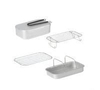 Crabop Lonchera portátil de aluminio para camping con vaporizador y parrilla, kit de comida al aire libre compacto de 16,5 cm para picnic, senderismo, barbacoa (4 unidades, plateado)
