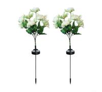 Crabop Luces solares de jardín de clavel, flores de aspecto real al aire libre con estacas LED impermeables IP65 para decoración de camino de patio al aire libre (blanco)