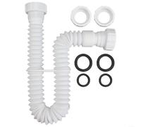 Crabop Manguera de drenaje de plástico elástica, trampa flexible P, para tubos de 1 1/2 pulgadas y 1 1/4 pulgadas, se adapta al fregadero de cocina, caravana, baño
