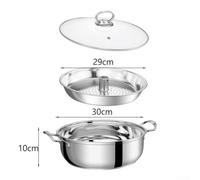 Crabop Olla Vaporera para acero Inoxidable 30cm Cocina Rápida Olla Vaporera(M)