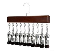 Crabop Organizador de armario con 12 clips para ahorrar espacio, marco de metal para pantalones, jeans, cinturones, colgador de armario resistente, 35,5 x 11,5 cm (color vintage)