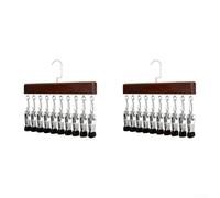 Crabop Organizador de armario con 12 clips para ahorrar espacio, marco de metal para pantalones, jeans, cinturones, colgador de armario resistente, 35,5 x 11,5 cm (2 unidades, color vintage)
