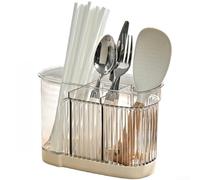 Crabop Organizador de cubiertos de cocina 20 cm plástico blanco (blanco) | Diseño de cuerpo transparente, herramientas fáciles de encontrar, resistente al polvo, aspecto moderno