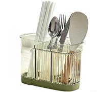 Crabop Organizador de cubiertos de cocina 20 cm plástico blanco (verde) | Diseño de cuerpo transparente, herramientas fáciles de encontrar, resistente al polvo, aspecto moderno