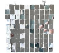 Crabop Panel de pared cuadrado de lentejuelas con efecto reflectante de purpurina, 30 x 30 cm, plástico, ideal para bodas, fiestas (plateado)
