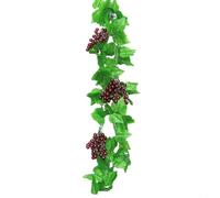 Crabop Paquete de 4 vides artificiales de uva de 7.5 pies, guirnalda de frutas artificiales de plástico para el hogar, jardín, boda, fiesta, decoración interior y exterior