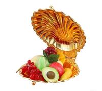 Crabop Plato de frutas de metal dorado con tapa, bandeja de aperitivos de 20 x 24 cm para almacenamiento a prueba de polvo en la mesa de comedor (plateado)
