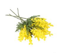 Crabop Ramo de flores artificiales de 40 cm, acacia plástica realista con textura de felpa para decoración del hogar de mesa de boda, amarillo y blanco, paquete de 4 (amarillo)
