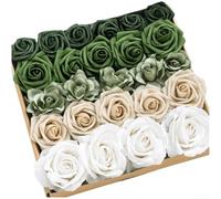 Crabop Ramo de flores artificiales de seda realista, hecho a mano, para boda, centro de mesa de novia, decoración del hogar, jardín, fiesta, accesorio de fotos, 28 cm (verde)