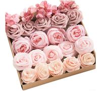Crabop Ramo de flores artificiales de seda realista, hecho a mano, para boda, centro de mesa de novia, decoración del hogar, jardín, fiesta, accesorio de fotos, 28 cm (rosa)