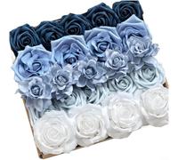 Crabop Ramo de flores de seda artificial realista hecho a mano DIY boda nupcial centro de mesa decoración del jardín fiesta foto Prop 28 cm (azul)