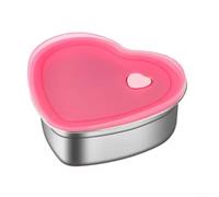 Crabop Recipiente de almacenamiento de alimentos de acero inoxidable en forma de corazón, a prueba de fugas, cuenco de mantenimiento fresco para almuerzo, picnic, oficina, portátil, color rosa, 12 x