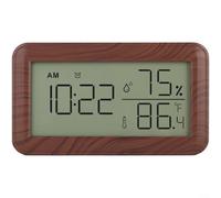 Crabop Reloj despertador digital con pantalla LCD, monitor de temperatura y humedad, termómetro higrómetro con soporte y agujero para colgar (marrón)