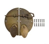 Crabop Tirador de puerta retro redondo de hierro de bronce con pernos, estilo chino Knock Pull Lock para gabinete, armario, cajón, muebles