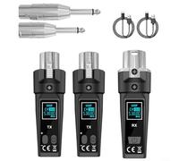 Crabop Transmisor y receptor XLR inalámbrico UHF, rango dinámico de 110 dB, rango de 50 m para micrófonos dinámicos, guitarra, sistemas PA, negro (uno tira dos)