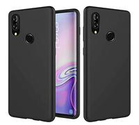 CRABOT Compatible con Huawei P20 Lite/Nova 3e Silicona Líquida Caso Cubierta de Goma Anti-caída Resistente a Los Arañazos Carcasa del Teléfono+1*(Protector de Pantalla Gratuito)-Negro