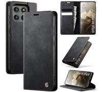 Cracedily Funda para Motorola Edge 60 Pro Case, Magnético Carcasa Protectora Antigolpes Case, Soporte Plegable, Ranura para Tarjeta, Bloqueo RFID, Cover Cuero PU Carcasa Moto Edge 60 Pro, Negro