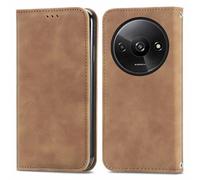 Cracedily Funda para Xiaomi Redmi A3 Case, Carcasa Protectora Antigolpes Case, Soporte Plegable, Ranura para Tarjeta, Cover Cuero PU Carcasa Redmi A3X, Marrón