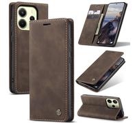 Cracedily Funda para Xiaomi Redmi Note 14 4G (no para 5G), funda tipo libro de piel de alta calidad, plegable, funda magnética, tarjetero, función atril, color café