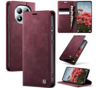 Cracedily Funda para Xiaomi Redmi Note 15 Pro Plus 5G Case, Magnético Carcasa Protectora Antigolpes Case, Soporte Plegable, Ranura para Tarjeta, Bloqueo RFID, Cover Cuero PU Carcasa, Rosso