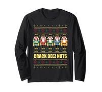 CRACK DEEZ NUTS Funny Nutcracker Feo Suéter de Navidad Meme Manga Larga