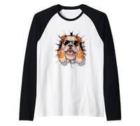 Cracked Wall English Bulldog Sunglasses Camiseta Manga Raglan