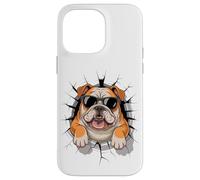 Cracked Wall English Bulldog Sunglasses Carcasa para iPhone 14 Pro MAX