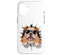 Cracked Wall English Bulldog Sunglasses Carcasa para iPhone 16