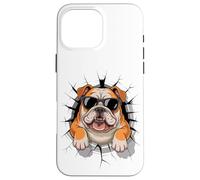 Cracked Wall English Bulldog Sunglasses Carcasa para iPhone 16 Pro MAX
