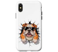 Cracked Wall English Bulldog Sunglasses Carcasa para iPhone X/XS