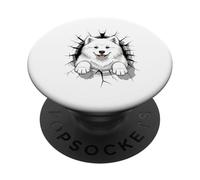 Cracked Wall Samoyed PopSockets PopGrip Adhesivo