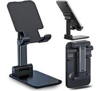 Cracksin Soporte para teléfono móvil para mesa, ajustable, para oficina, teléfono móvil, soporte para teléfono móvil, compatible con iPhone, Huawei, Samsung, Xiaomi, todos los smartphones (negro)