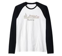 Cracovia Polonia Viaje Souvenir Panorama City Monumento Regalo Camiseta Manga Raglan