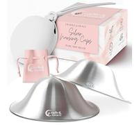 Cradle & Grace Pure - Vasos de lactancia de plata 999 con funda de transporte blanca, protectores de pezón plateados para recién nacidos, kit de lactancia materna de color plateado, XL