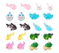 Crafans 20 dijes colgantes de resina con temática de océano, tiburón, delfín, ballena, encantadores, colgantes de cocodrilo de liebre marina para manualidades, collares, llaveros, adornos colgantes