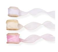 Crafans 3 rollos de cinta de gasa de organza brillante brillante de 40 mm, 3 colores, cintas de envoltura de regalo para ramos, lazos de boda, decoración de fiestas
