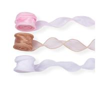 Crafans 3 rollos de cinta de gasa de organza transparente de 40 mm de ancho, brillantes y iridiscentes, 3 colores, cintas de envoltura de regalo para ramos, lazos de boda, decoración de fiestas