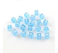 Crafans 50 cuentas acrílicas de letras cúbicas de 10 mm con letras blancas de la A a la Z, cuentas espaciadoras transparentes para hacer pulseras de la amistad, joyas