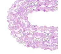 Crafans 60 cuentas de cristal con lazo iridiscente, color lila brillante, cuentas espaciadoras transparentes de color AB, cuentas de joyería a granel para manualidades, pulseras, collares, joyería
