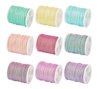Crafans 9 Rollos Hilo de Coser Poliéster Arcoíris 9 Capas Cordones Brillantes para Joyería 0,6mm Cordones Trenzados Cordones Retorcidos para Cuentas para Pulseras Collares Manualidades DIY Arte